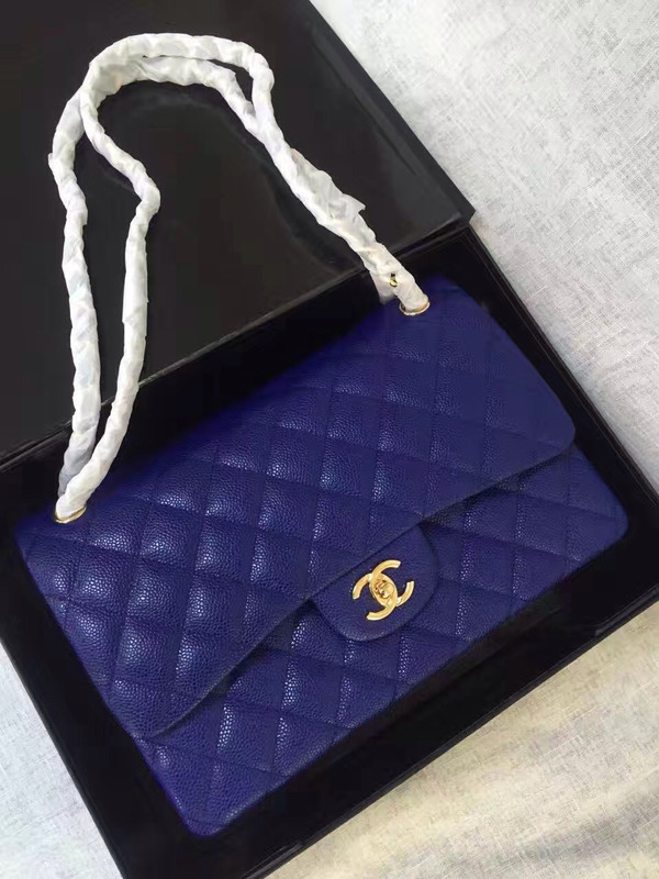 Chanel Reissue 2.55 Flap Bag size 227 in Blue Caviar Leather