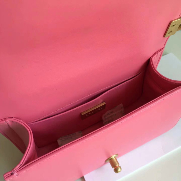 CHANEL Pink Galuchat and Lambskin Small Boy Flap