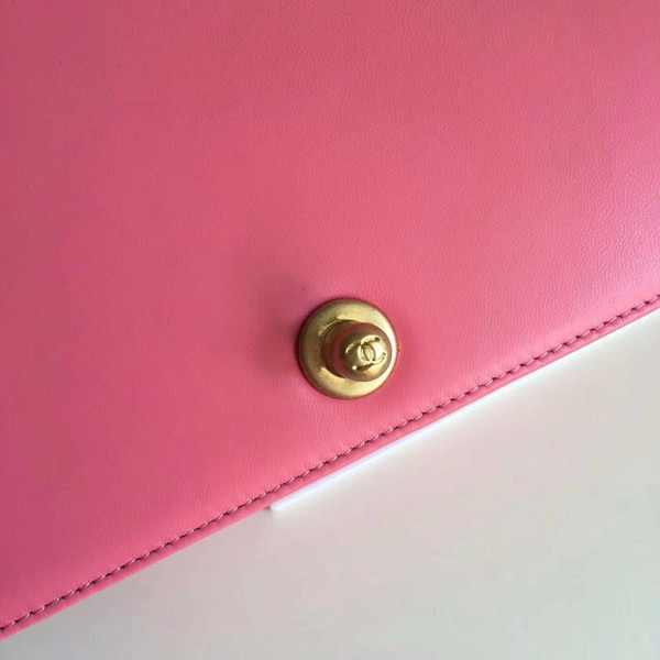 CHANEL Pink Galuchat and Lambskin Small Boy Flap