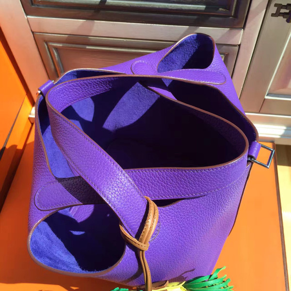 Hermes 9K Iris Picotin Lock MM Togo Leather Bag