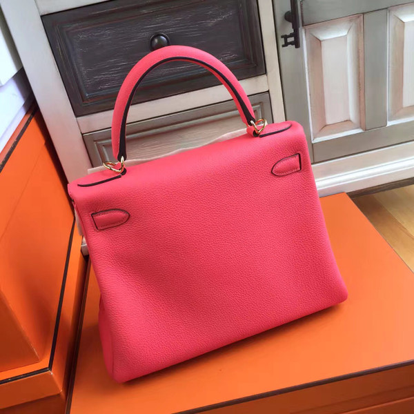 Hermes Rose Kelly 28 cm Togo Gold Hardware