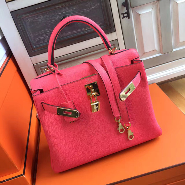 Hermes Rose Kelly 28 cm Togo Gold Hardware