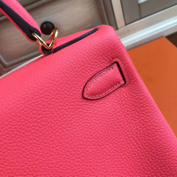 Hermes Rose Kelly 28 cm Togo Gold Hardware