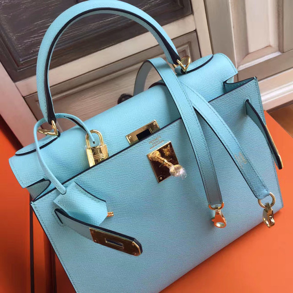 Hermès Blue Kelly 32 Togo Gold Hardware