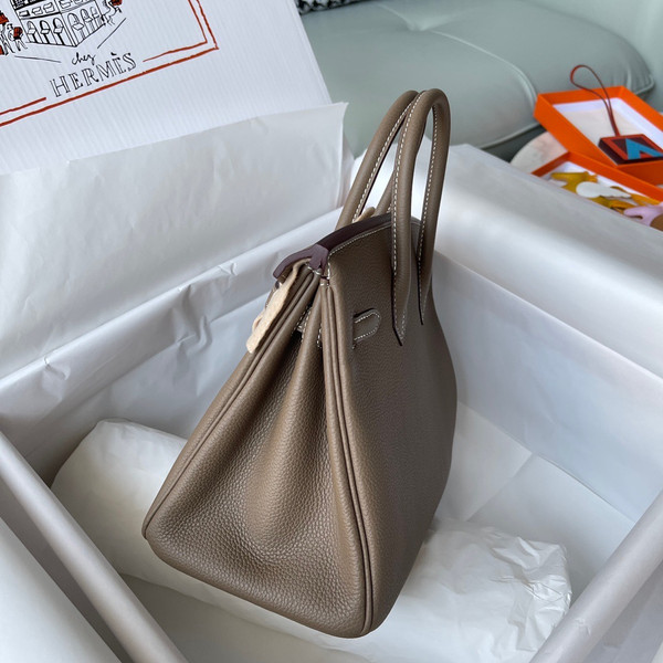Hermes 18 Etoupe Birkin 25 Togo leather Palladium Hardware