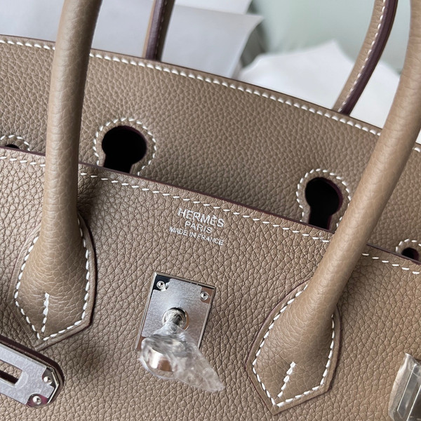 Hermes 18 Etoupe Birkin 25 Togo leather Palladium Hardware
