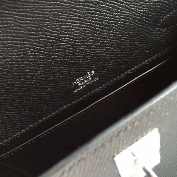 Hermès Black Mini Kelly Pochette Epsom leather Palladium hardware