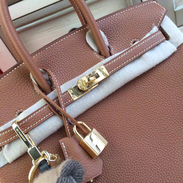 Hermes Noisette Birkin 25 Togo leather Gold Hardware