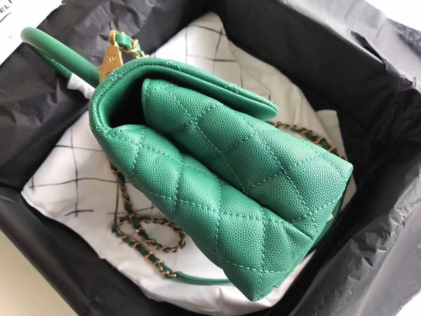 Chanel Green Flap Bag with top handle A92991