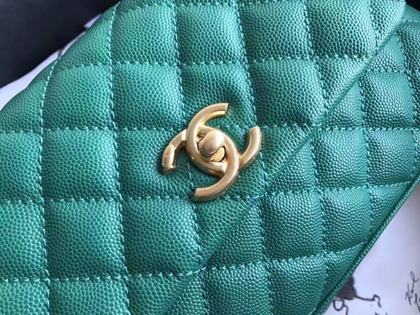 Chanel Green Flap Bag with top handle A92991