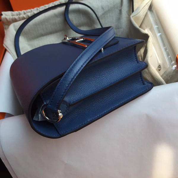 Hermes R2 Blue Agate Evercolor Calfskin Mini Roulis Bag(New Color)