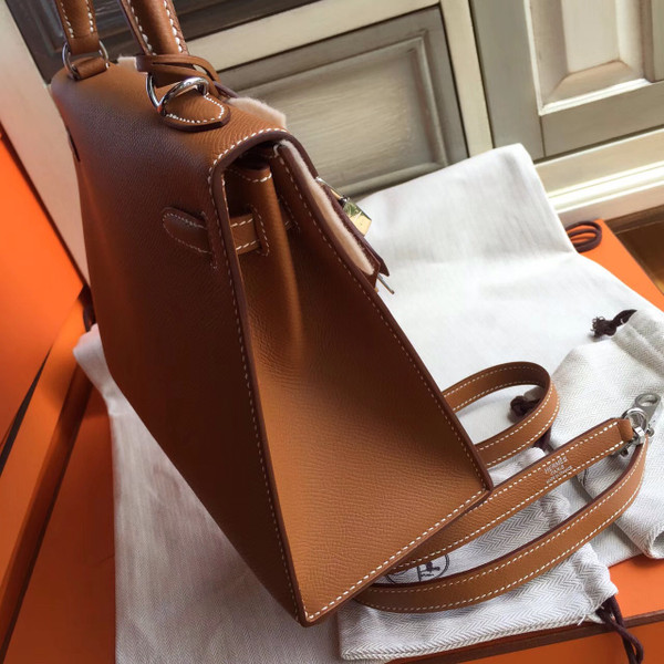 Hermes CK37 Brown Kelly 25 Epsom Palladium Hardware
