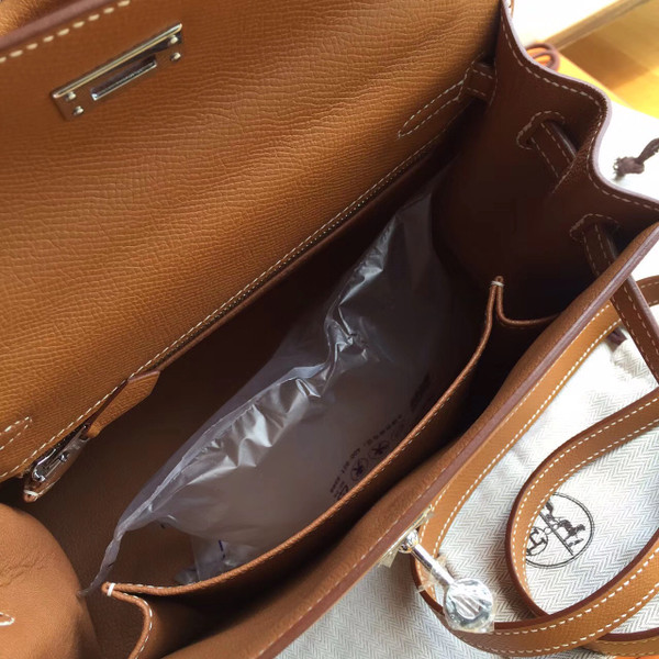 Hermes CK37 Brown Kelly 25 Epsom Palladium Hardware