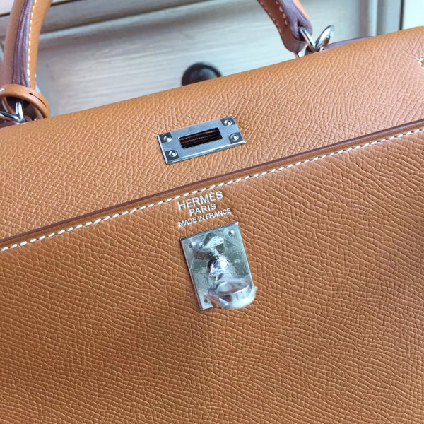 Hermes CK37 Brown Kelly 25 Epsom Palladium Hardware