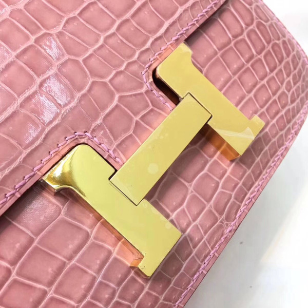 Hermes 1Q Rose Confetti Constance 23 Shiny Niloticus Crocodile