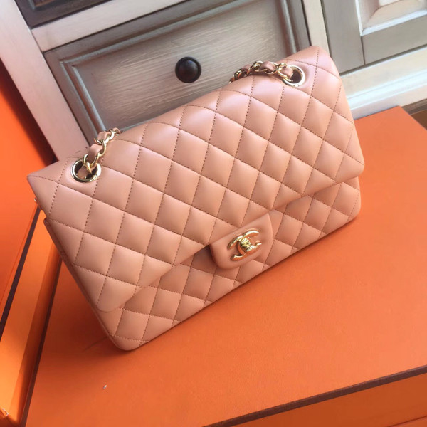 Chanel Peach Lambskin Classic Flap Bag