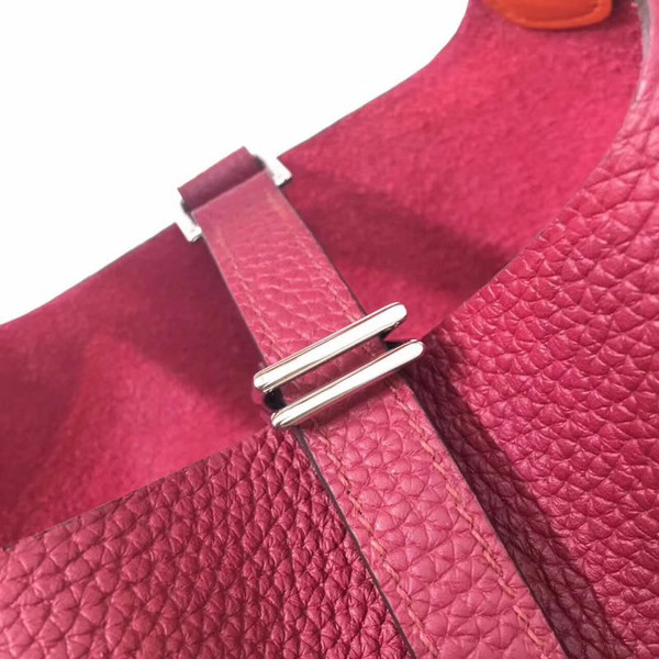 Hermes Rouge / Orange Picotin Lock 18 Togo Leather Bag