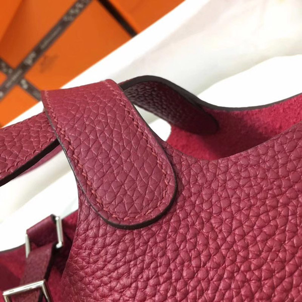 Hermes Rouge / Orange Picotin Lock 18 Togo Leather Bag