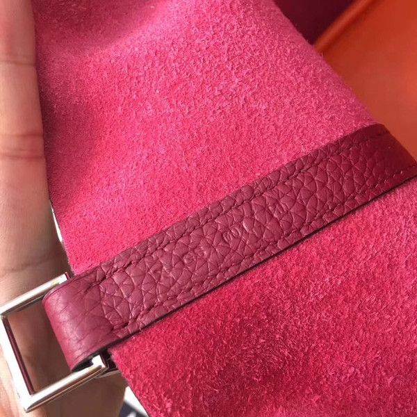 Hermes Rouge / Orange Picotin Lock 18 Togo Leather Bag