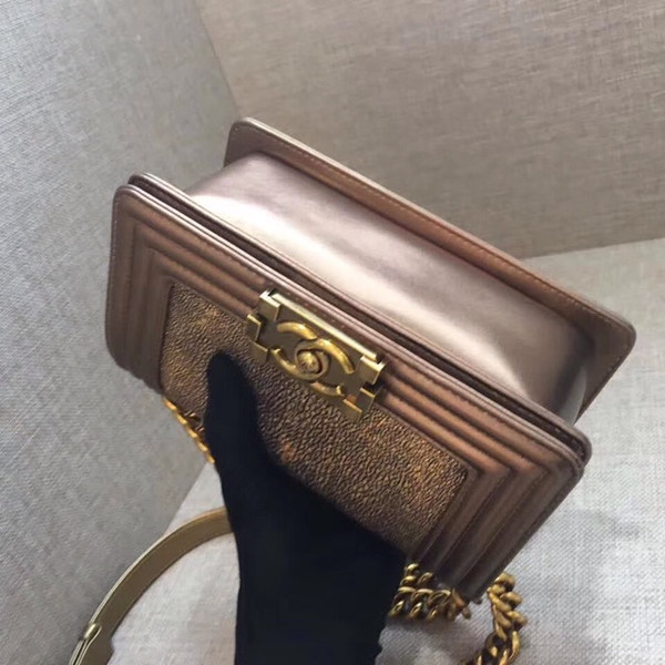 Chanel Metallic Gold Stingray Small  Boy Bag