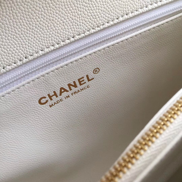 Chanel White Calfskin/Lizard Coco Handle Bag