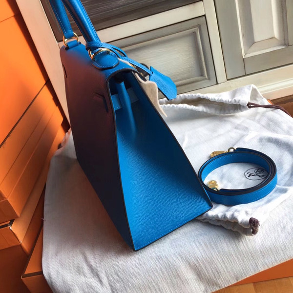 Hermes B3 Bleu Zanzibar Kelly 28 cm Epsom Palladium Hardware