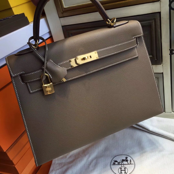  Hermès Etoupe grey Kelly 32 Epsom Gold Hardware
