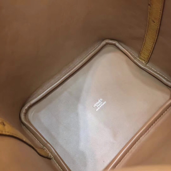 Hermes Tan Picotin Lock 18 Ostrich Leather Bag