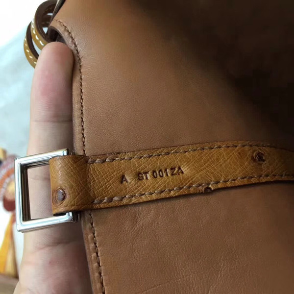 Hermes Tan Picotin Lock 18 Ostrich Leather Bag