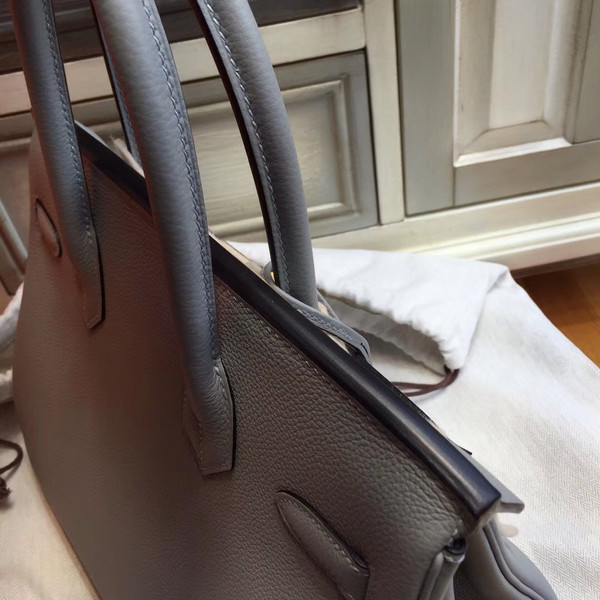 Hermès 4Z Gris Mouette Birkin 30 cm Togo Leather Gold Hardware