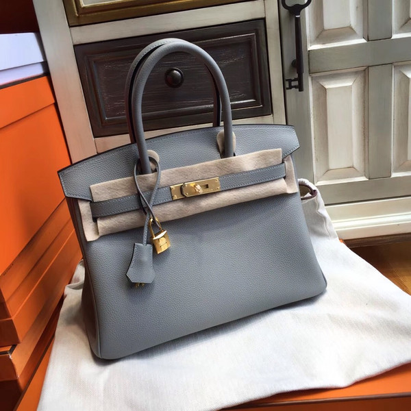 Hermès 4Z Gris Mouette Birkin 30 cm Togo Leather Gold Hardware