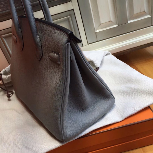 Hermès 4Z Gris Mouette Birkin 30 cm Togo Leather Gold Hardware