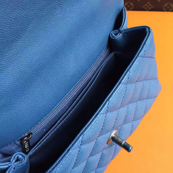 Chanel Battleship Blue Calfskin/Lizard Coco Handle Small Bag