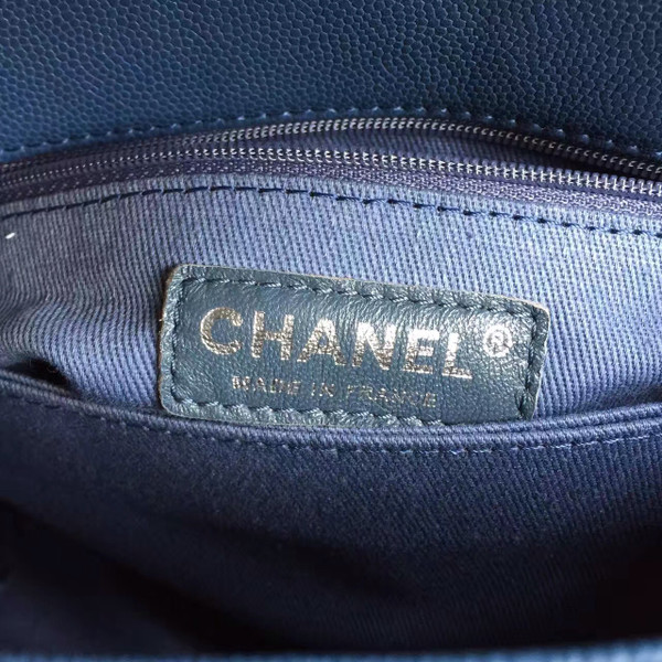 Chanel Battleship Blue Calfskin/Lizard Coco Handle Small Bag