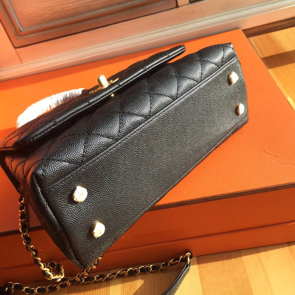 Chanel Black Calfskin/Lizard Coco Handle Small Bag