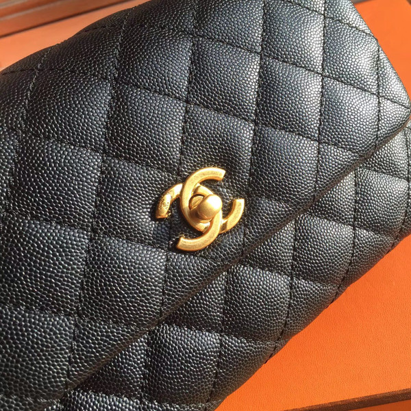 Chanel Black Calfskin/Lizard Coco Handle Small Bag
