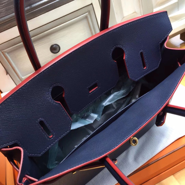 Hermes Royal Blue Birkin Bag 30cm Epsom Gold Hardware