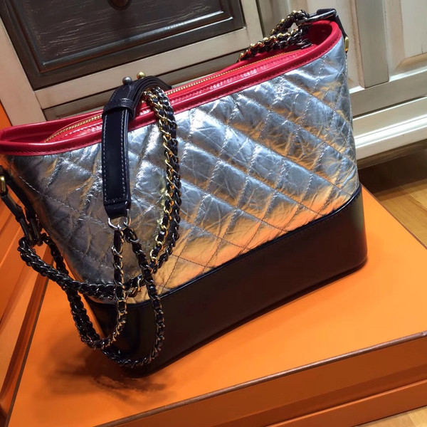 Chanel's Gabrielle Hobo Bag Silver/Black/Red A93824