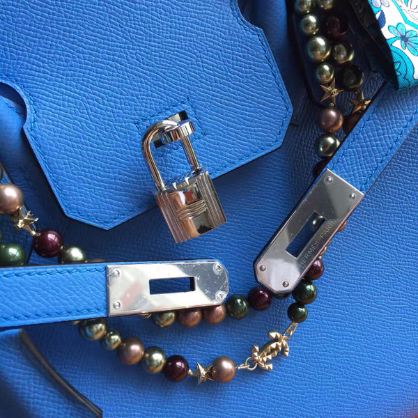 Hermes Bleu Paradis 2T Birkin 30 cm Epsom Palladium  Hardware