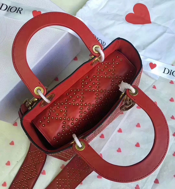 Christian Dior SUPPLE LADY DIOR BAG IN STUDDED RED LAMBSKIN LIMITED EDITION VALENTINE'S DAY 2018