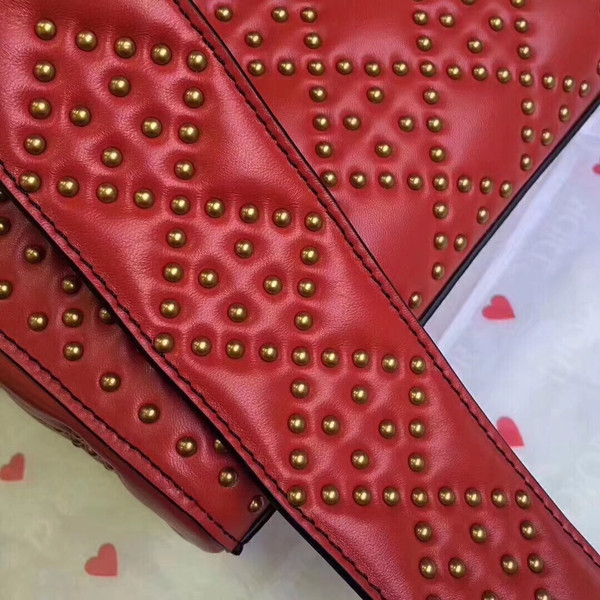 Christian Dior SUPPLE LADY DIOR BAG IN STUDDED RED LAMBSKIN LIMITED EDITION VALENTINE'S DAY 2018