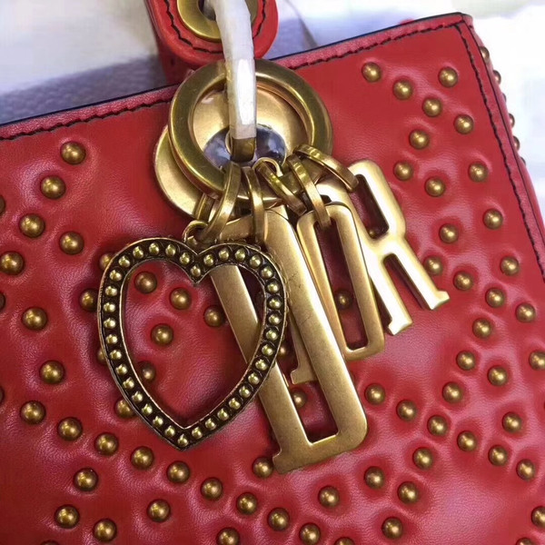 Christian Dior SUPPLE LADY DIOR BAG IN STUDDED RED LAMBSKIN LIMITED EDITION VALENTINE'S DAY 2018