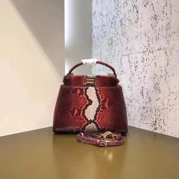 Fendi MINI PEEKABOO handbag in hand-painted Red python