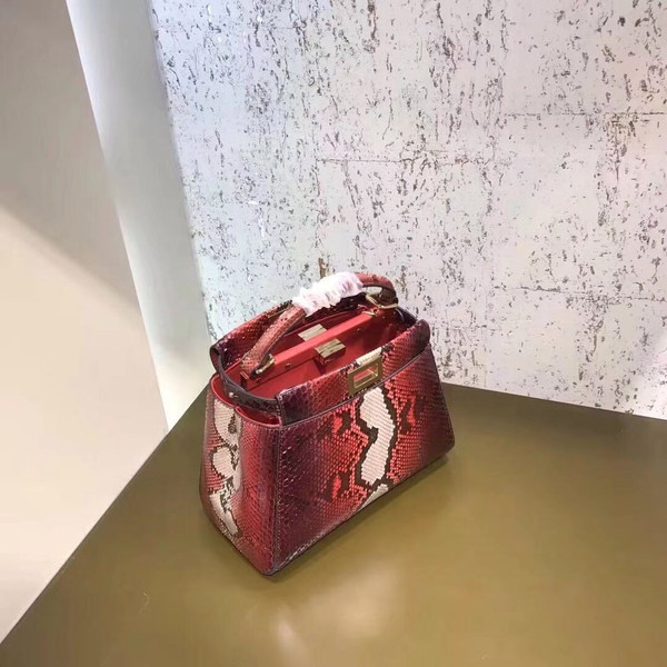 Fendi MINI PEEKABOO handbag in hand-painted Red python
