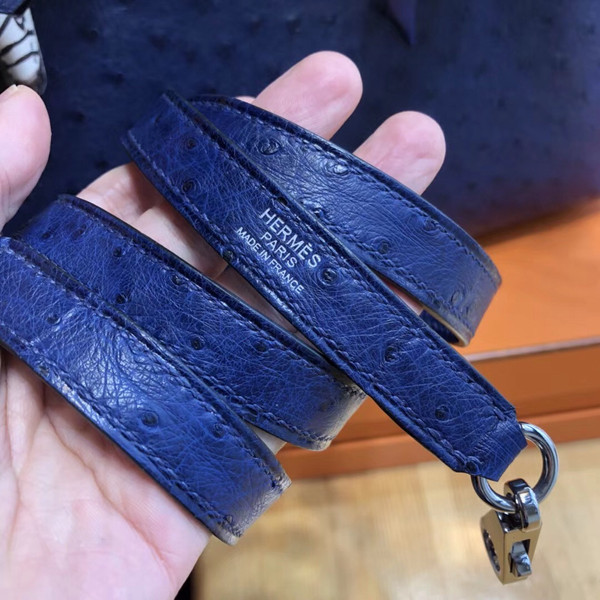 Hermes Blue Roy Kelly Bag 30cm KK Ostrich Leather Palladim Hardware