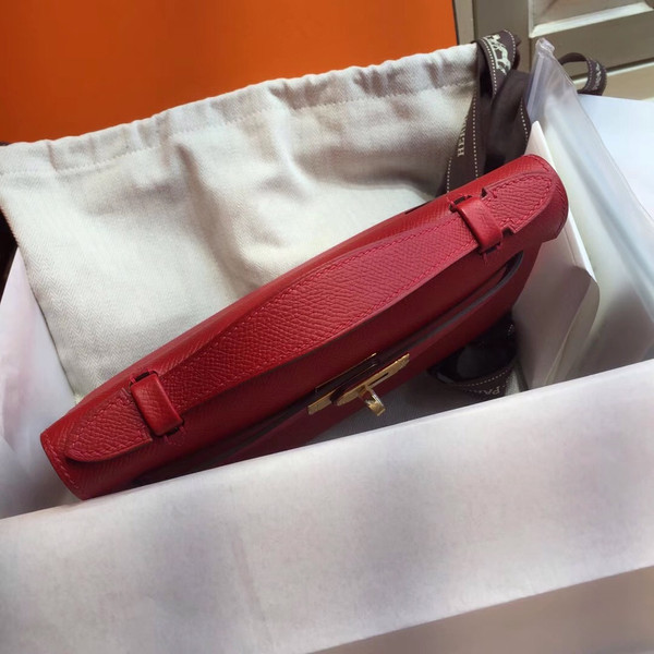 Hermès Q5 Rouge Casaque Mini Kelly Pochette Epsom leather Gold hardware