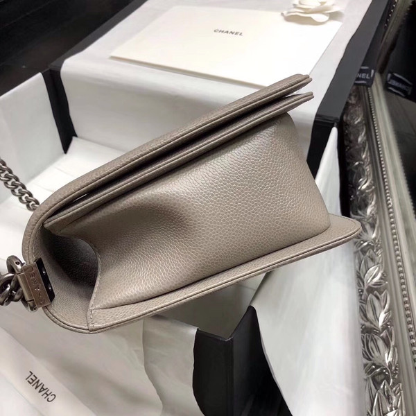 CHANEL Gray Large 28cm Boy Bag with Silver Hardware