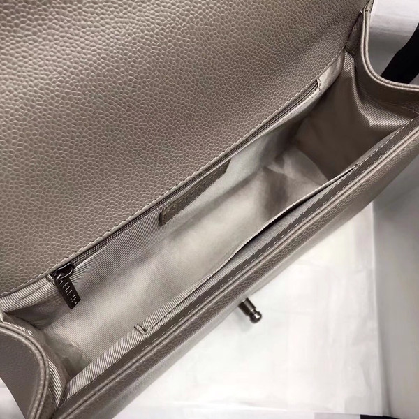 CHANEL Gray Large 28cm Boy Bag with Silver Hardware