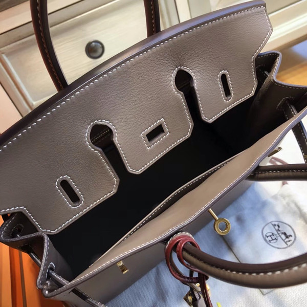 Hermes 18 Etoupe  Birkin 25cm Swift Gold Hardware