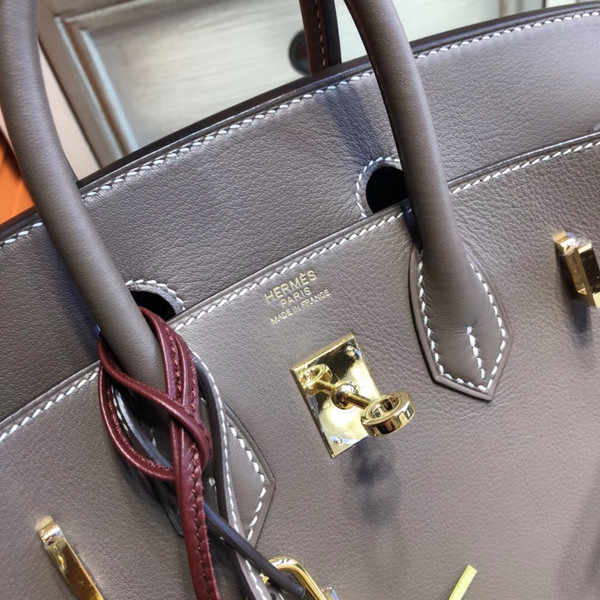 Hermes 18 Etoupe  Birkin 25cm Swift Gold Hardware